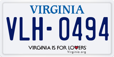 VA license plate VLH0494