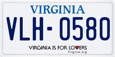 VA license plate VLH0580