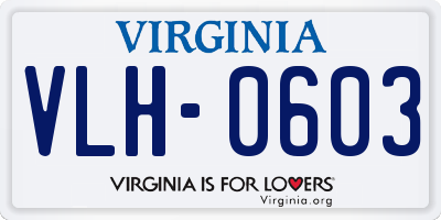 VA license plate VLH0603