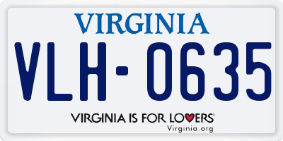 VA license plate VLH0635