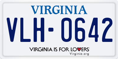 VA license plate VLH0642