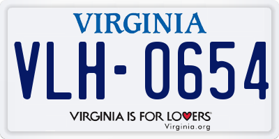 VA license plate VLH0654