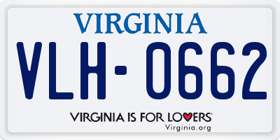 VA license plate VLH0662