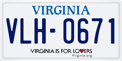 VA license plate VLH0671