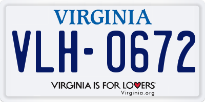 VA license plate VLH0672
