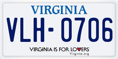 VA license plate VLH0706