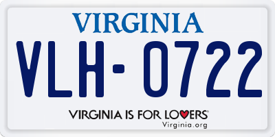 VA license plate VLH0722