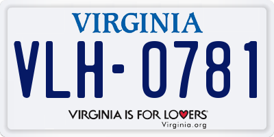 VA license plate VLH0781