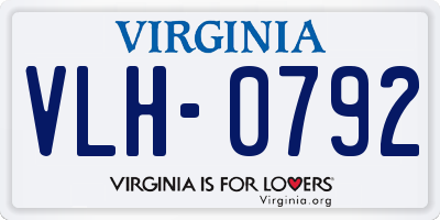 VA license plate VLH0792