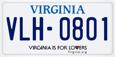 VA license plate VLH0801