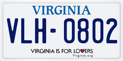 VA license plate VLH0802