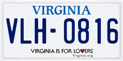 VA license plate VLH0816