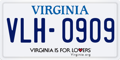 VA license plate VLH0909