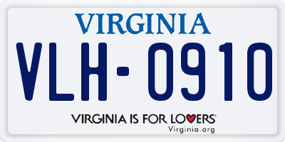 VA license plate VLH0910