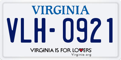 VA license plate VLH0921