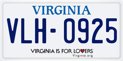 VA license plate VLH0925