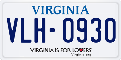 VA license plate VLH0930