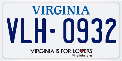 VA license plate VLH0932
