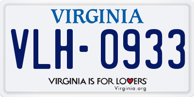 VA license plate VLH0933