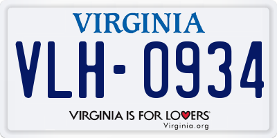 VA license plate VLH0934