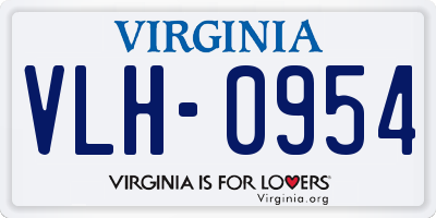 VA license plate VLH0954