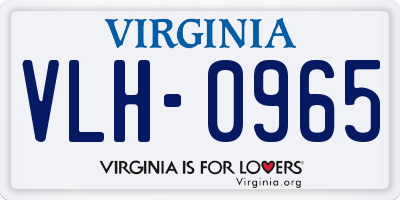 VA license plate VLH0965