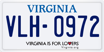 VA license plate VLH0972