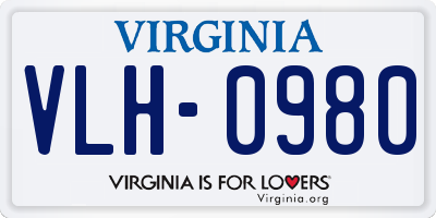 VA license plate VLH0980