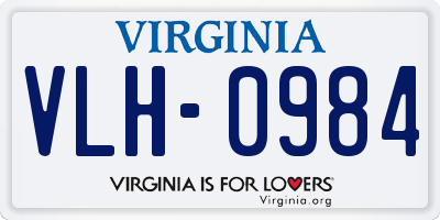 VA license plate VLH0984