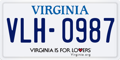 VA license plate VLH0987