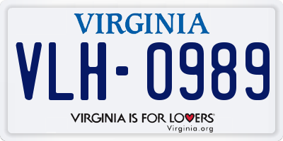 VA license plate VLH0989