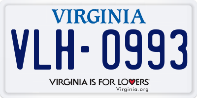 VA license plate VLH0993