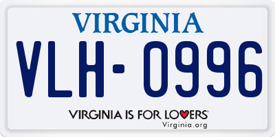 VA license plate VLH0996