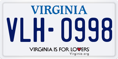 VA license plate VLH0998