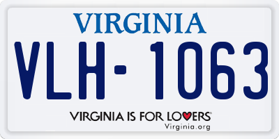 VA license plate VLH1063