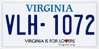 VA license plate VLH1072