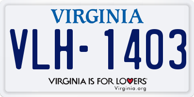 VA license plate VLH1403