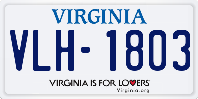 VA license plate VLH1803