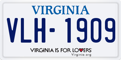VA license plate VLH1909