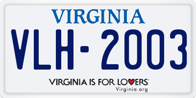 VA license plate VLH2003