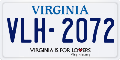 VA license plate VLH2072