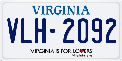 VA license plate VLH2092
