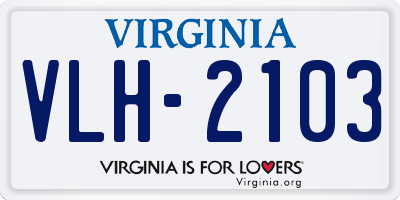 VA license plate VLH2103