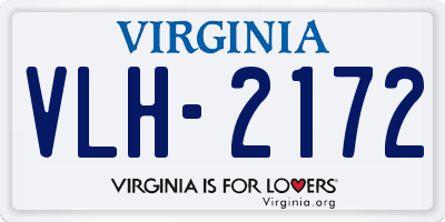 VA license plate VLH2172