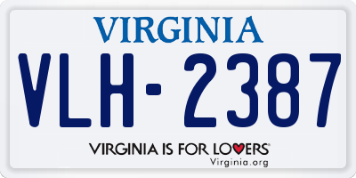 VA license plate VLH2387