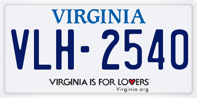 VA license plate VLH2540
