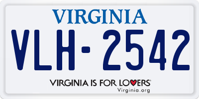 VA license plate VLH2542