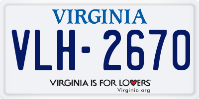 VA license plate VLH2670