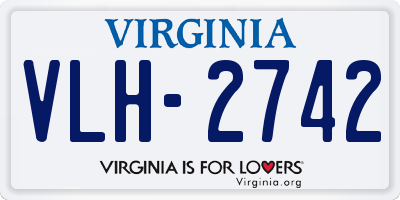VA license plate VLH2742