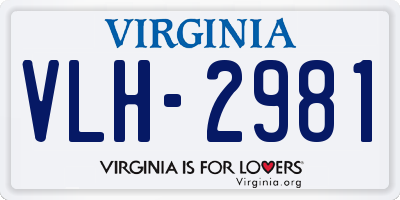 VA license plate VLH2981